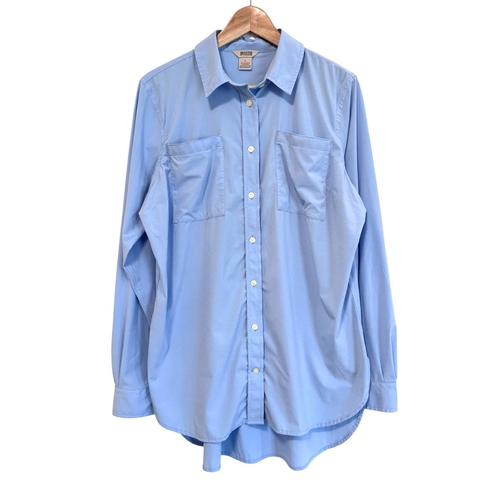 Duluth Trading Co. Women’s Large Blue Casual Long Sleeve Blouse Button Up Shirt